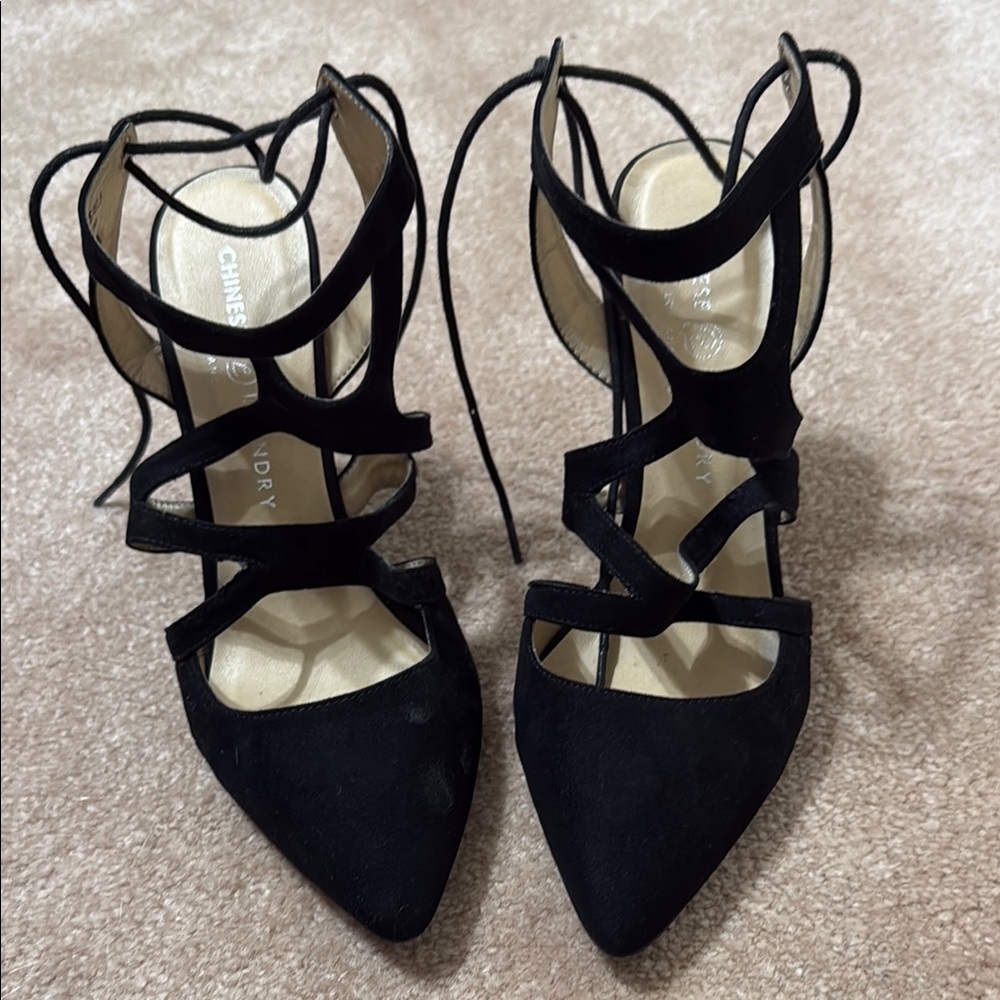 Chinese Laundry Black Lace-Up Heels
